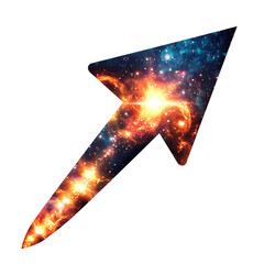 A Glowing Starry Arrow with Galaxy Patterns Isolated on Transparent Background