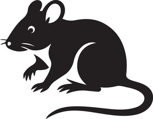 Mouse silhouette black white minimal, Small rodent clean outline drawing