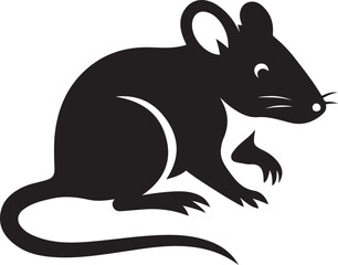 Cute mouse silhouette black artwork, Little mouse black line design