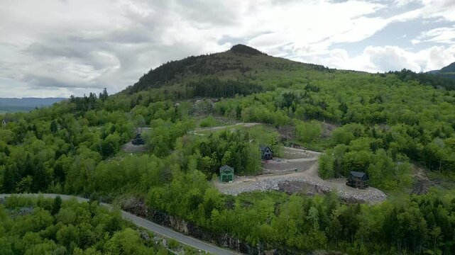 Mountain Homes in Forested Hills of Maine, drone 4K