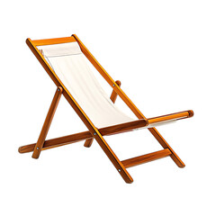 Minimalist Reclining Wooden Beach Chair with an Inn Isolated on Transparent Background