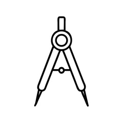 Compass drawing tool for geometry architectural design and technical drawing tool for circles and arcs on transparent background