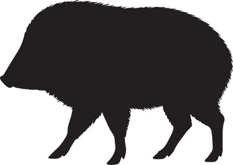 Chacoan Peccary side view vector silhouette on white background