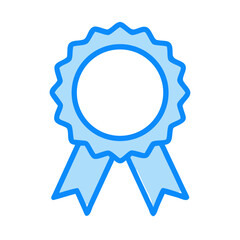 Blue award ribbon vector graphic for achievement recognition and quality assurance design element illustration on transparent background