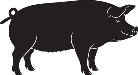 Chester White pig side view vector silhouette on white background