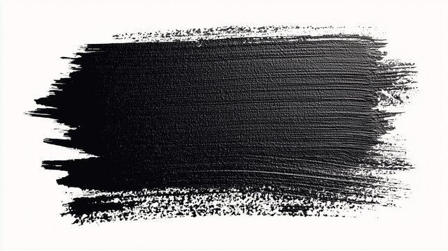 Black acrylic paint brush stroke isolated on white background. Ideal for design templates, art projects, or creative text overlays.