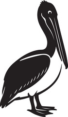 Stylish pelican vector silhouette, Pelican art for minimal nature themes