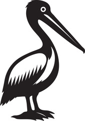 Striking pelican bird silhouette artwork, Powerful pelican simple bold design