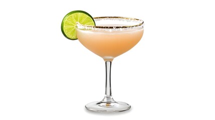 Refreshing Pink Cocktail in Coupe Glass with Lime Garnish