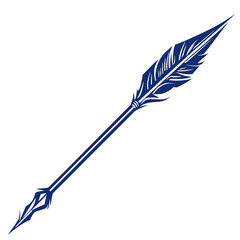 Modern Arrow with Bold Outlines in Sapphire Blue Isolated on Transparent Background