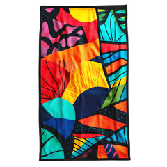 Modern Beach Towel with Expansive Vibrant Digital Pattern Isolated on Transparent Background