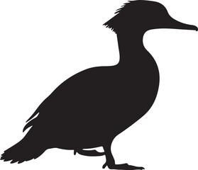 Common Merganser Solid Vector Silhouette