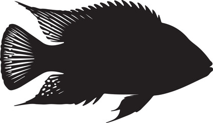 Convict Cichlid Solid Vector Silhouette
