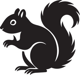 Simple squirrel silhouette artwork, Minimal forest animal black design