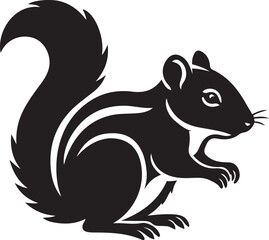 Stylish chipmunk silhouette black and white, Cute chipmunk art wildlife design