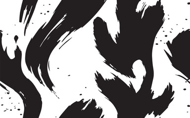Abstract black and white ink brush stroke pattern design