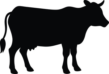 Cow Silhouette Graphic on Clean White Background
