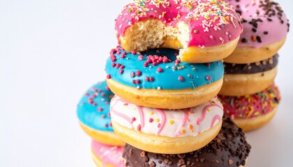 Gourmet Donuts with Colorful Glaze and Sprinkles