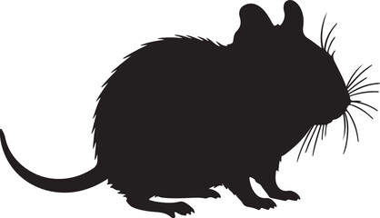 Degu side view vector silhouette on white background
