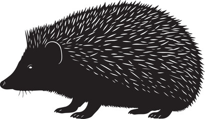 Desert Hedgehog side view vector silhouette on white background