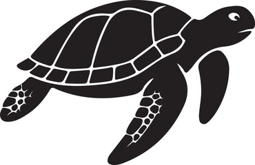 Simple sea turtle silhouette flat black, Clean turtle oceanic design