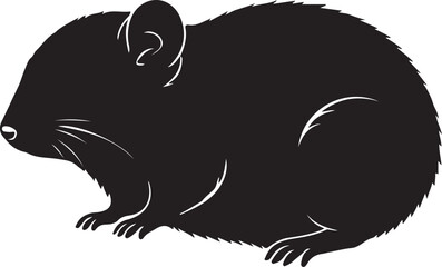 Dormouse side view vector silhouette on white background