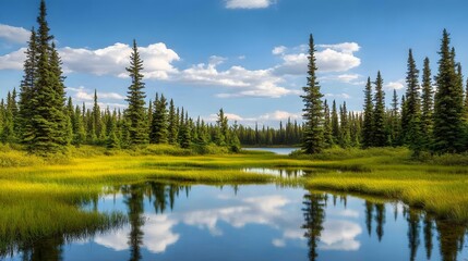 Serene Forest Lake Reflection: Peaceful Nature Landscape