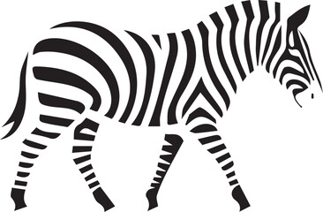 Stylish zebra black white silhouette, Elegant zebra animal bold contrast