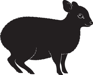 Dwarf Brocket Deer vector silhouette on white background