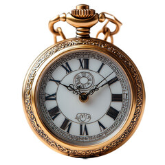 Vintage gold pocket watch time piece antique clockwork timepiece chronometer on transparent background