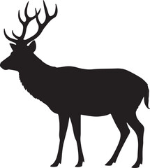 Dybowski's Sika Deer vector silhouette on white background