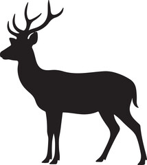 Eld's Deer side view vector silhouette on white background