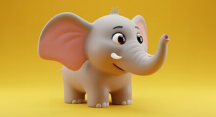 Adorable 3D Render of a Cute Baby Elephant