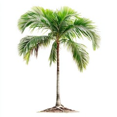 Isolated palm tree with green leaves on white background