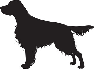 English Setter dog vector silhouette on white background
