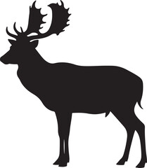 Fallow Deer side view vector silhouette on white background