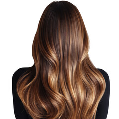 Balayage highlights long hair brown hair caramel highlights hair trends on transparent background