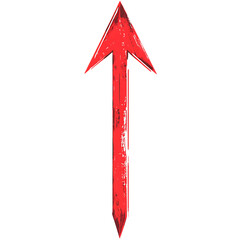 Bold Arrow with an Assertive Form in Cherry Red Color Isolated on Transparent Background