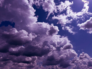 Stormy clouds in dramatic evening sky 