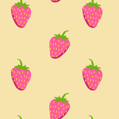 Seamless strawberry pattern. Colorful romantic print, pattern for textile, wrapping, packaging. Vector Illustration.
