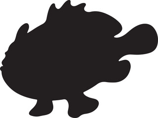 Frogfish side view vector silhouette on white background