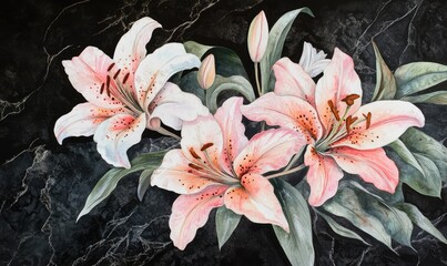 Lily motifs enhance the elegance of a funeral program. AI generated illustration.