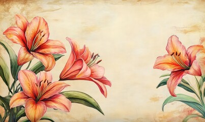 Lily motifs enhance the elegance of a funeral program. AI generated illustration.