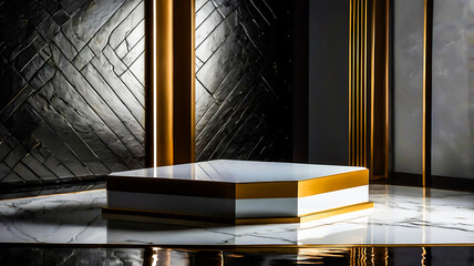 Elegant Gold and White Product Display Platform