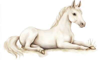 Charming watercolor illustration of a playful kid horse. AI generated illustration.