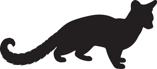 Genet side view vector silhouette on white background