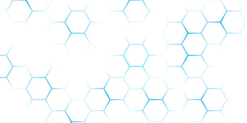 Fototapeta premium Abstract Hexagon white background, blue light and shadow. Abstract background design with white hexagon and blue light. Abstract. Hexagon. Blue.