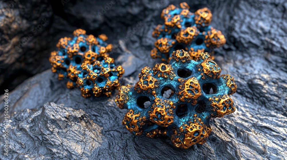 Poster a stone surface is adorned with intricate shapes that are multicolored and geometric