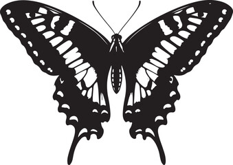 Giant Swallowtail butterfly top view vector silhouette on white background