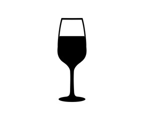 Wine glass with wine for tasting flat icon. Minimalist wine glass vector design and illustration.

